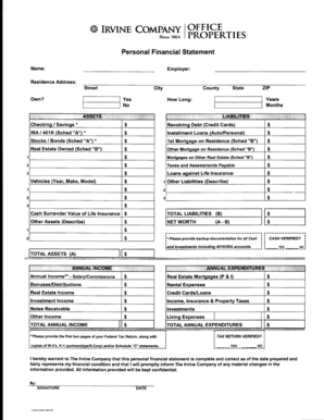 Personal Financial Statement