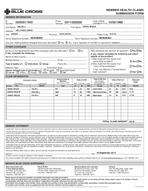 Member Health Claims Submission Form