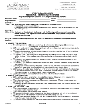 Window Door Changes Exemption Form