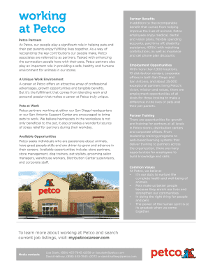 Fillable Online Working at Petco Fax Email Print - pdfFiller