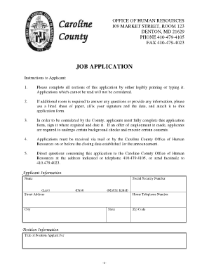 Caroline County Job Application