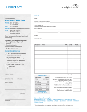 Learning Forward Bookstore Order Form
