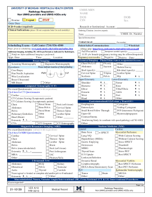 University of Michigan Radiology Requisition Form