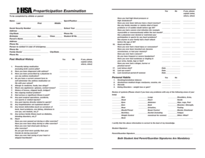 Preparticipation Physical Examination Form