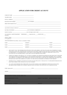 Credit Account Application Form