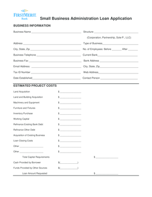 Small Business Administration Loan Application