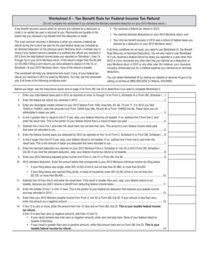 Montana Tax Benefit Recovery Worksheet
