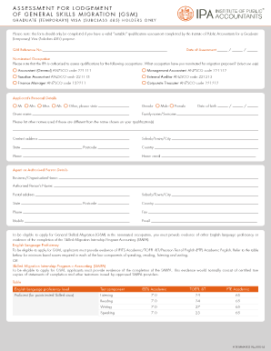 General Skilled Migration Assessment Form