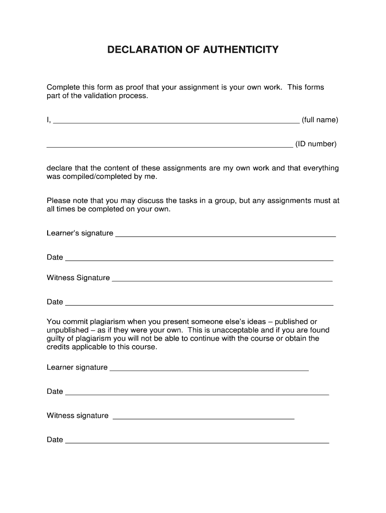 Letter Of Authenticity Template