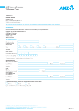 ANZ Super Advantage Withdrawal Form