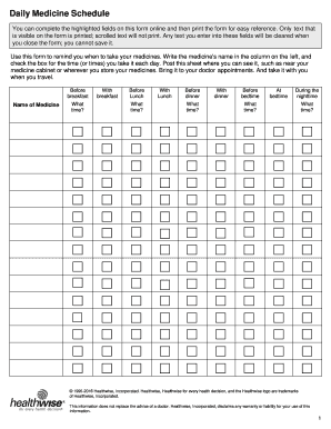 Medicine Schedule Form
