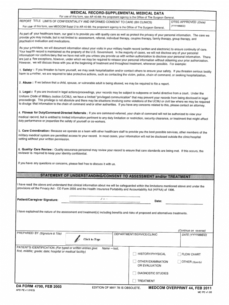 Da Form 4700 - Fill Online, Printable, Fillable, Blank | pdfFiller