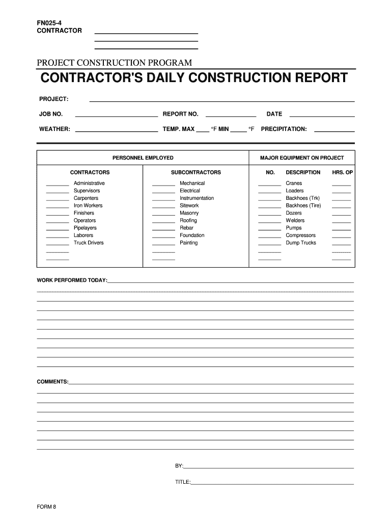 Construction Daily Report Template - Fill Online, Printable Pertaining To Construction Daily Report Template Free
