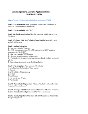 Federal Assistance Application Forms SF-424 and SF-424a
