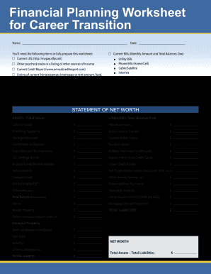 turbotap financial planning worksheet for career turbotap financial planning