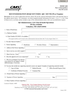 Medicare Reconsideration Request Form
