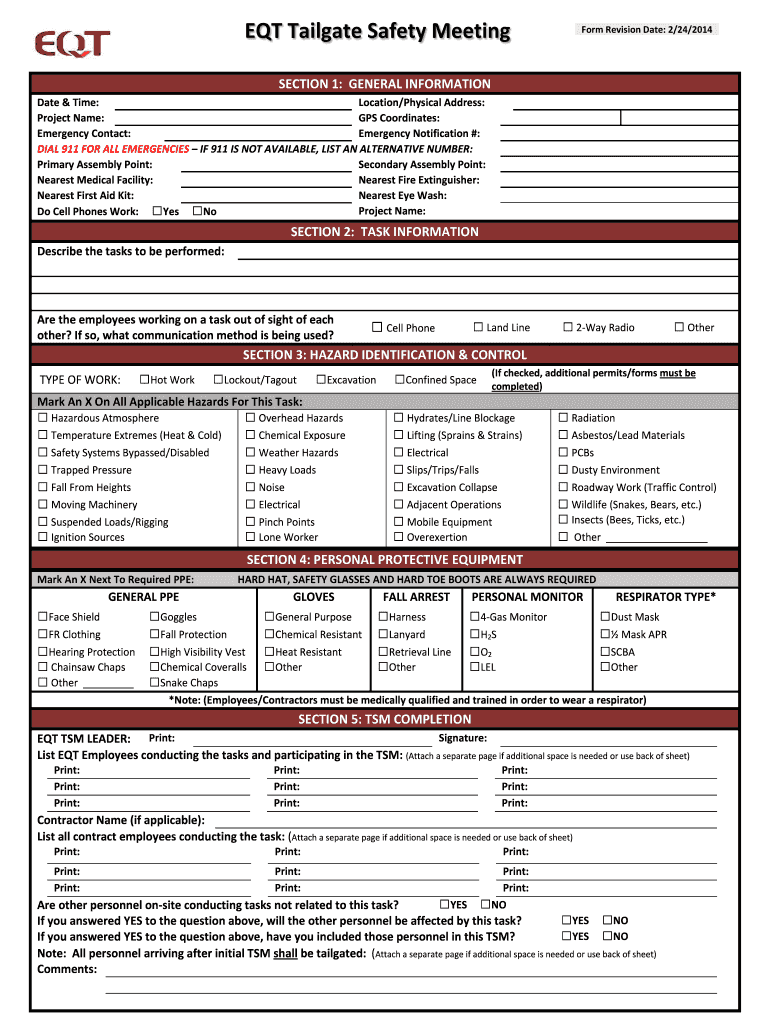 Tailgate Safety Meeting Pdf Fill Out Sign Online DocHub