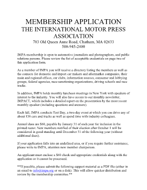 MEMBERSHIP APPLICATION - International Motor Press Association