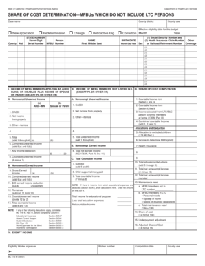 California Share of Cost Determination Form