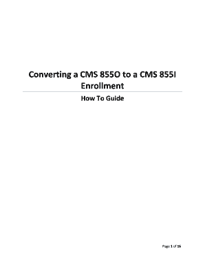 fillable online cms converting a cms 855o to a cms 855i enrollment 855 i form