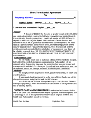 Florida Short Term Rental Agreement