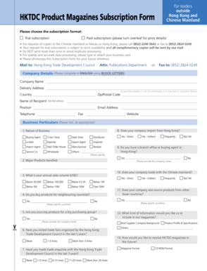 HKTDC Product Magazines Subscription Form
