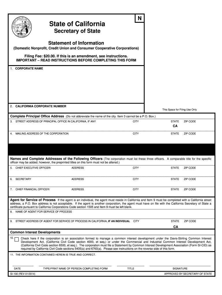 statement of information Preview on Page 1.