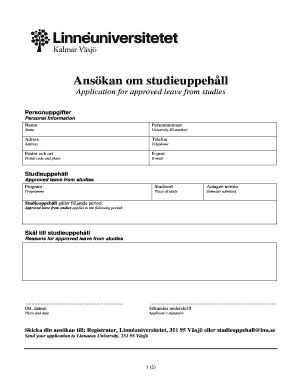 Application for Approved Leave from Studies