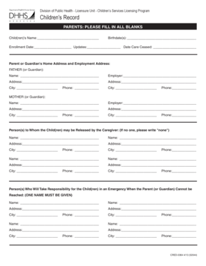 Children's Services Licensure Form