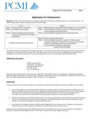PCMI Application for Employment