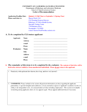 Letter of recommendation for student - uc brz form