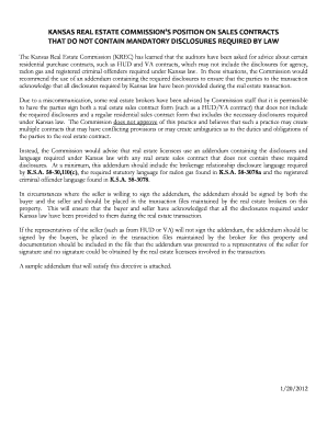 Kansas Real Estate Disclosures Addendum