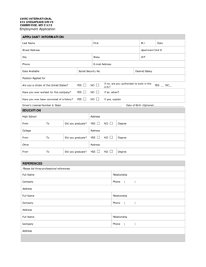 LWRC International Employment Application
