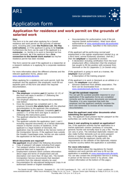 Application for Residence and Work Permit on Grounds of Salaried Work