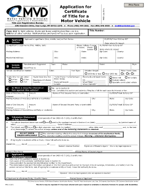 Montana Motor Vehicle Title Application
