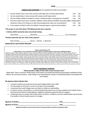 Tuberculosis Screening Form