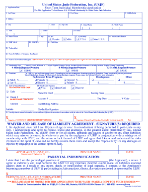 USJF Short-Term Individual Membership Application