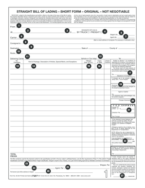 Generic bol - Sample Straight Bill of Lading - export