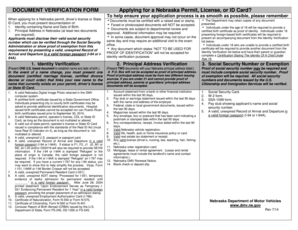 Nebraska ID Document Verification Form