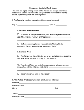 New Jersey Month-to-Month Lease Agreement