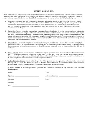 Section 42 Addendum to Apartment Rental Contract