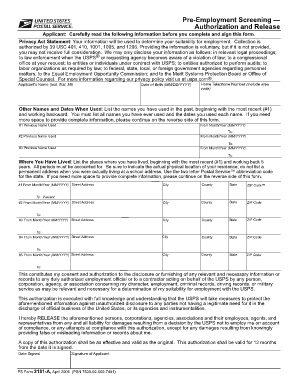 Fillable Pre-Employment Screening — Authorization and Release