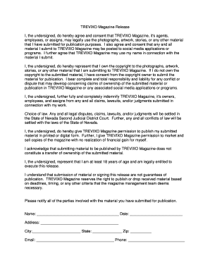 TREVIXO Magazine Release Form