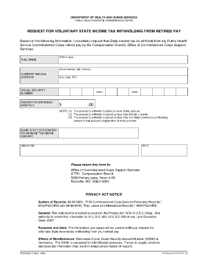 Request for Voluntary State Income Tax Withholding