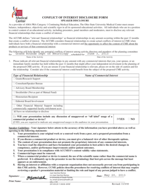 Conflict of Interest Disclosure Form
