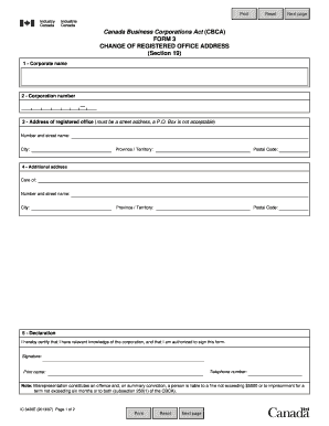 Canada Business Corporations Act Form 3