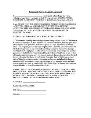 Release and Waiver of Liability Agreement