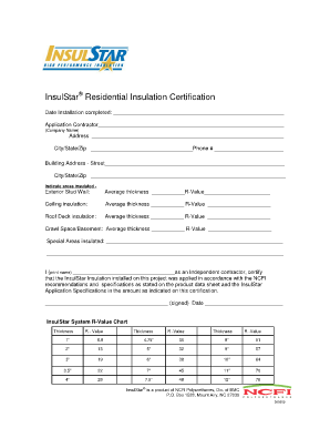 InsulStar Residential Insulation Certification