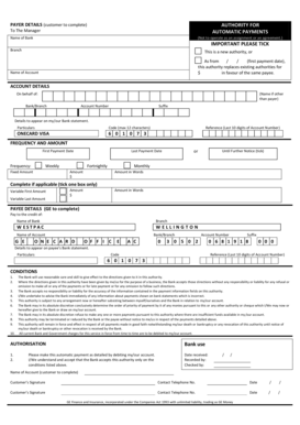 Automatic Payment Authority Form