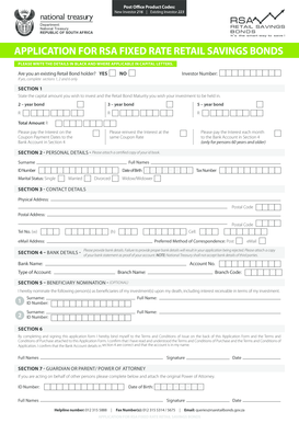 RSA Fixed Rate Retail Savings Bonds Application